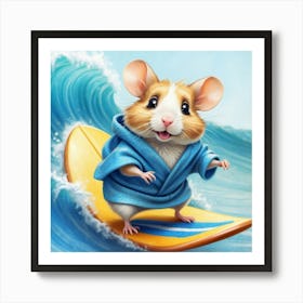 Hamster On A Surfboard 5 Affiche