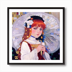 Girl With A Parasol Art Print