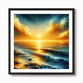 Sunset At The Beach 1 Art Print