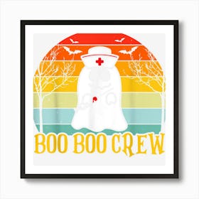 Boo Boo Crew Nurse Ghost Funny Halloween Costume Vintage Art Print