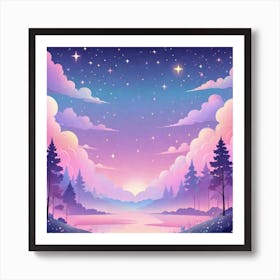 Sky With Twinkling Stars In Pastel Colors Square Composition 258 Art Print