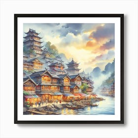 Chinese Village 6 Art Print