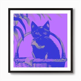 Kitty Cat In A Basket Lilac 1 Art Print