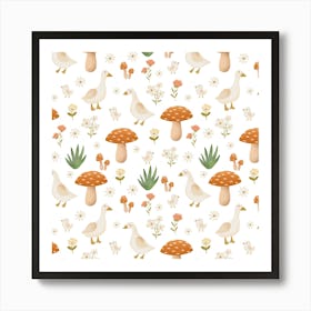 Cottagecore mushrooms Art Print