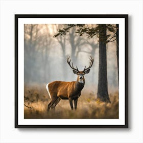 Deer In The Woods 84 Art Print