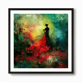 Woman In Red Dress 2 Art Print