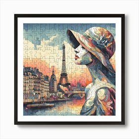 Abstract Puzzle Art French woman in Paris 8 Art Print