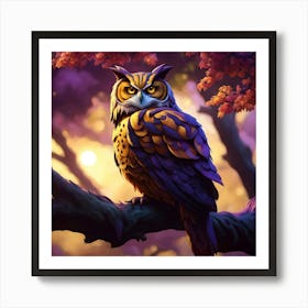 Owl In The Forest Art Print