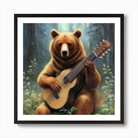 Bear Playing Guitar 1 Art Print