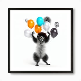 Lemur With Balloons 3 Art Print