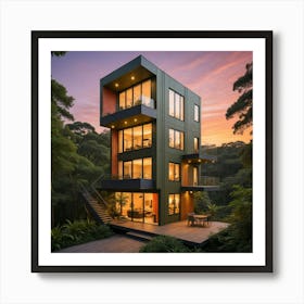 Modern House In The Forest 1 Art Print