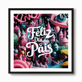 Feliz dia dos Pais typographic Happy fathers day for brazilian portuguese language greeting card postcard and congratulation fathers day dad,daddy,father,fathers day,dad,pai,family illustration wall art, clop art 8 Art Print