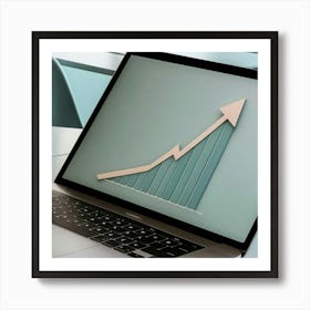 Laptop With A Graph On It Art Print