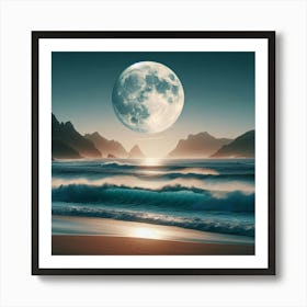 Full Moon Over The Ocean 12 Art Print