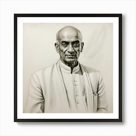 Chalk Painting Of Sardar Vallabhai Patel Art Print