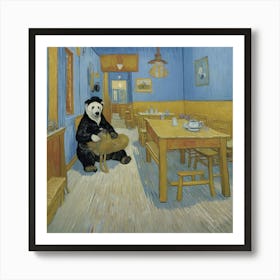 Panda Bear In The Restaurant Art Print