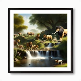 Lions In The Jungle Art Print