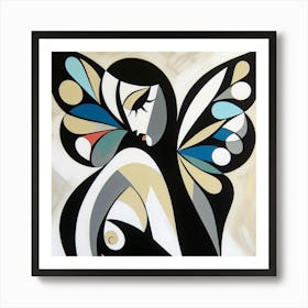Dramatic Modern Abstract Butterfly Woman Art Print