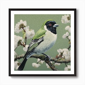 Ohara Koson Inspired Bird Painting Finch 3 Square Art Print