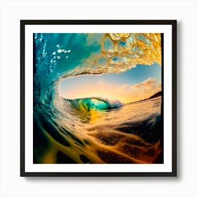 Wave At Sunset Art Print