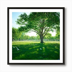 An Awe Inspiring Tree Gleaming With Spring Blossoms Standing Tall Amidst The Tranquility Of A Seren (6) Art Print