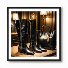 Black Boots And Handbag 7 Art Print