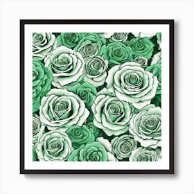 Green Roses On Edges As Frame With Empty Space In Centre Ultra Hd Realistic Vivid Colors Highly (4) Art Print