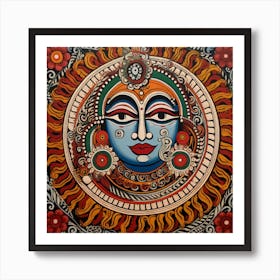 Lord Krishna By Rajesh Madhubani Painting Indian Traditional Style Art Print