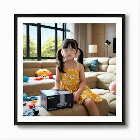 Little Girl With Nintendo Box Art Print