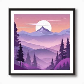 Misty mountains background in purple tone 70 Art Print