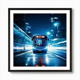 Bus Gasoline Urban Move Background Black Modern Europa Car Twilight Light Lamp Life Obs (11) Art Print