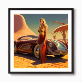 Girl And A Car 1 Art Print