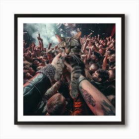 Cat In The Crowd 3 Art Print