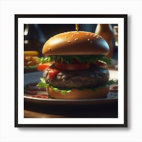 Burger On A Plate 103 Art Print