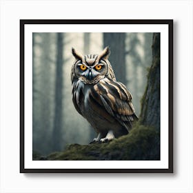 Owl In The Forest 53 Art Print