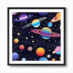 Planets In Space 2 Art Print