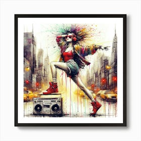 Boombox Hip Hop Dancer 3. Art Print
