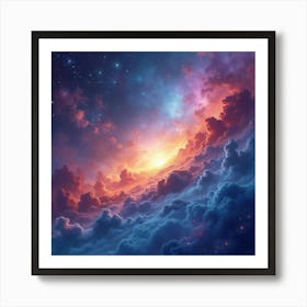 Elegant Watercolor Cosmic Scene With Vibrant Hues 1 Art Print