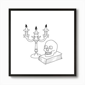 Composition of a Book, a Skull and a Chandelier Art Print