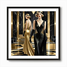 Stylish Lady 02 - Art Deco Style Art Print