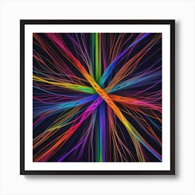 Abstract Rainbow Lines Art Print