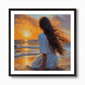 Sunset Girl Art Print