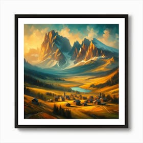 Dolomite Landscape Painting Art Print