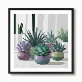 Succulents In Pots 4 Art Print