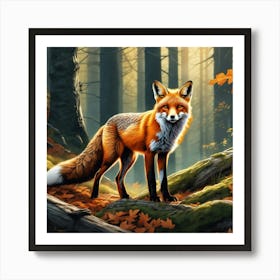 Fox In The Forest 96 Art Print