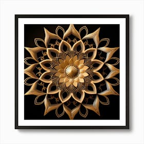 3d Golden Flower Art Print