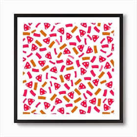 Geometric Marks Pink Brown Art Print