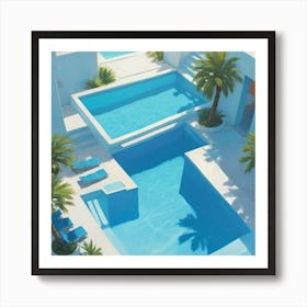 Cyan Oasis Bright Blue Swimming Pool Art Print Art Print Art Print