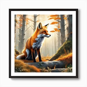 Fox In The Forest 101 Art Print