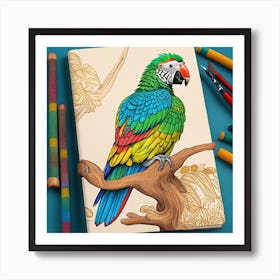 Parrot Coloring Book Art Print